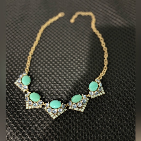 Stella & Dot Statement Necklace - Turquoise & Blue Crystal Bib - Picture 7 of 10